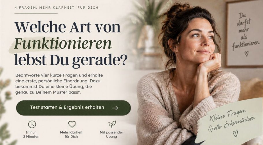 Mockup des Funktionstypen-Tests von Melanie Jochem: Welche Art von Funktionieren ist gerade Deine?